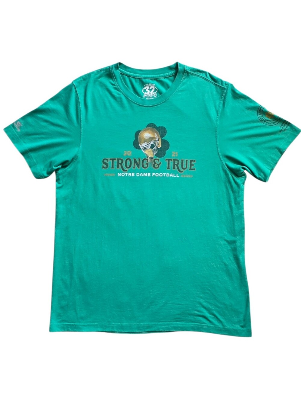 ​Notre Dame Football 2021 XL Green Strong & True Shirt Project Tee Shirt Extra